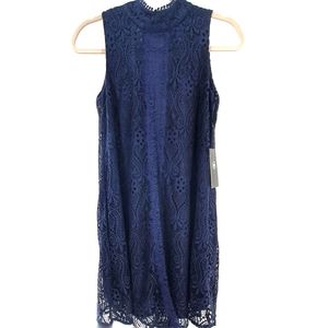 NWT Ashley Mason Navy blue sheath lace sleeveless dress